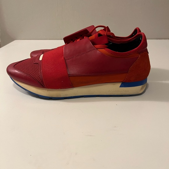 Balenciaga Men's Red and Blue Sneakers - Picture 1 of 7